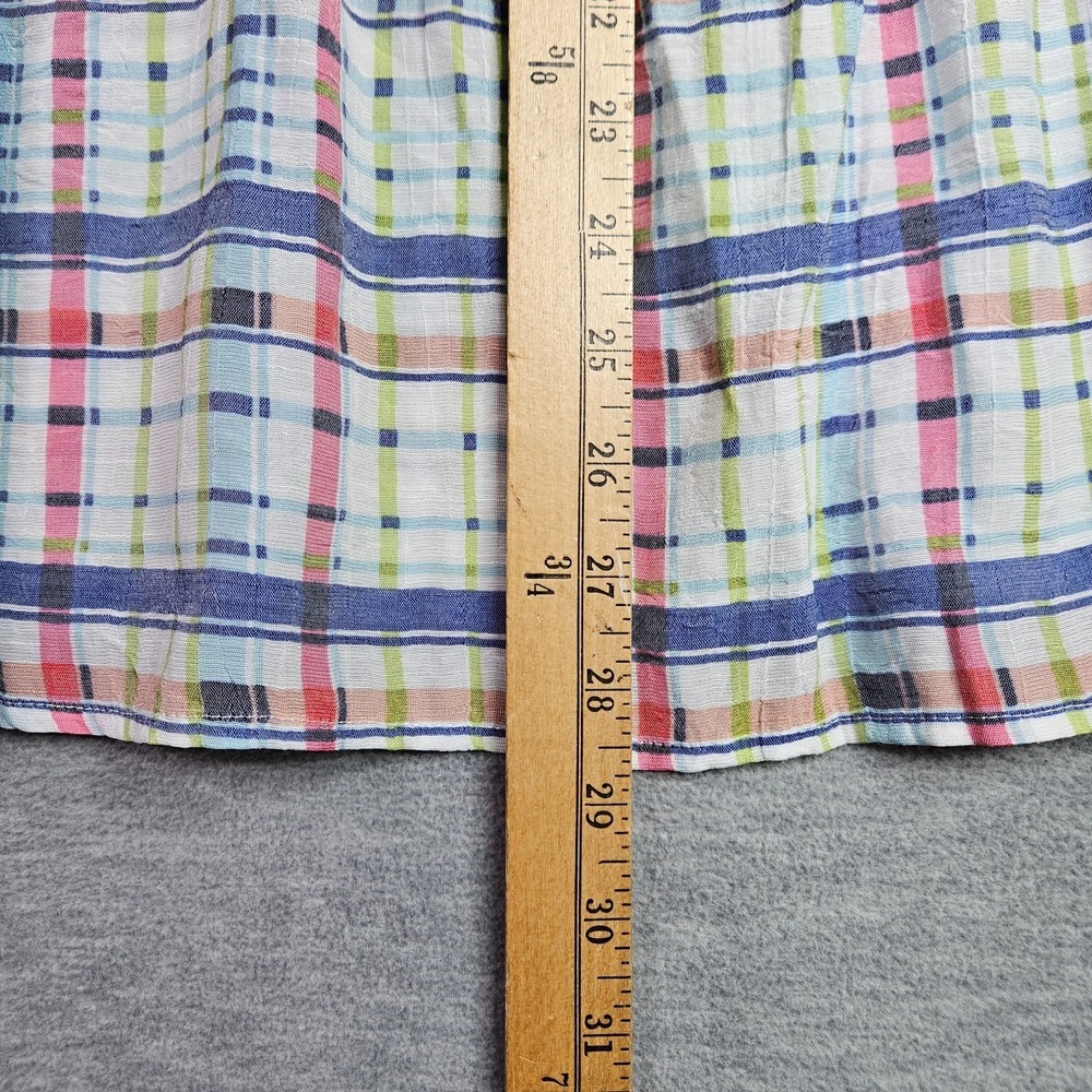 Zac & Rachel Women Plaid Blouse XL Roll Tab Sleeve Lightweight Top NWT - Picture 4 of 9